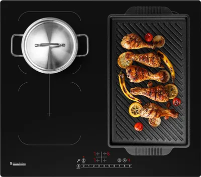 Produktbild von KitchenBrothers Induktionskochfeld - Einbau Induktionskochplatte - 60 cm - 4 Zonen - 1x Flexzone - 1 und 2 Phase - Bis 2400W - Schwarz