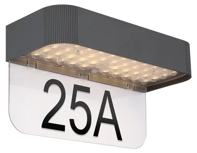 Produktbild von GLOBO 36790 SOLARLEUCHTE KUNSTSTOFF GRAU, 1XLED Solarleuchte Kunststoff grau matt, Kunststoff klar, Acryl klar, Druckschalter, Stufenschalter, Akku inkludiert CR18650 1800mAh 3.7V, Sensor inkl., IP54, 3 Stufen zu schalten: 1) Standby mit 100 lm 2) Standby