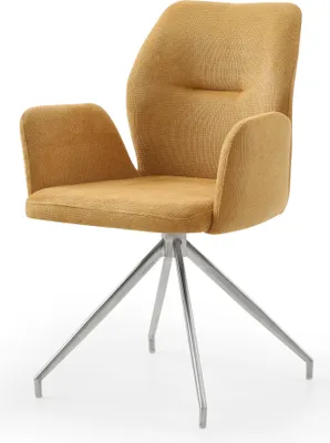 Produktbild von SalesFever Armlehnstuhl | 180° Drehfunktion | Bezug Strukturstoff | Gestell Edelstahl | B 60 x T 62 x H 89 cm | gelb – silbern
