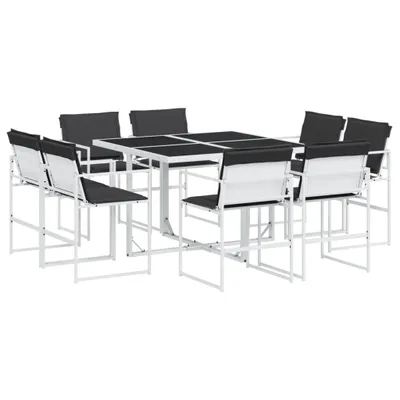 Imagen del producto de Juego de comedor de jardín 9 pzas con cojines textilene blanco