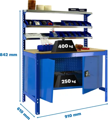 Image de SIMONWORK BT1 CABINET 900 BLEU/BOIS Armoire métallique