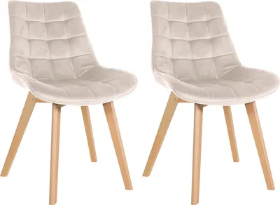 Produktbild von CLP 2er Set Esszimmerstühle Brook mit Samtbezug creme