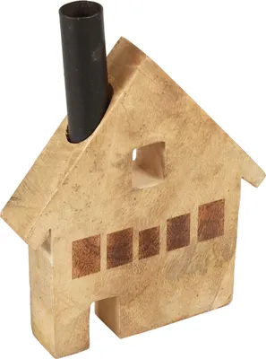 Produktbild von Deko Haus Holz Kerzenhalter Schwarz Holzdeko 16,5×3,5×22cm