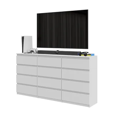 Zdjęcie produktu dla Komoda 180 Cm Biały Mat 12 Szuflad Zestaw Dwóch Komód, Salon