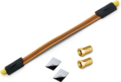 Produktbild von ARLI Fensterdurchführung UltraSlim + 2x F-Stecker vergoldet | TV SAT Flachkabel Ultraflach DVB-S2 DVB-T2 für Fenster & Türen