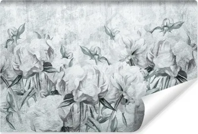 Produktbild von Muralo Selbstklebende Fototapete PFINGSTROSEN Blumen Blätter Beton Abstraktion Vintage Stil Br. 300cm x Hö. 210cm