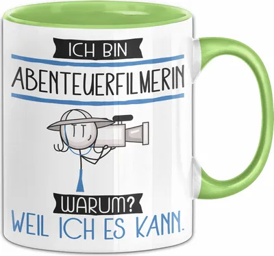 Produktbild von Abenteuerfilmerin Tasse Geschenk Ich Bin Abenteuerfilmerin Warum Weil Ich Es Kann Geschenkidee Geburtstag (Grün)