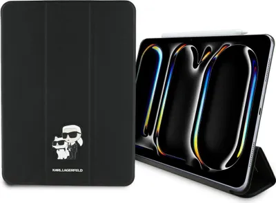 Produktbild von Karl Lagerfeld Saffiano Magnetische Karl & Choupette iPad Pro 11" 2024 Hülle - Schwarz