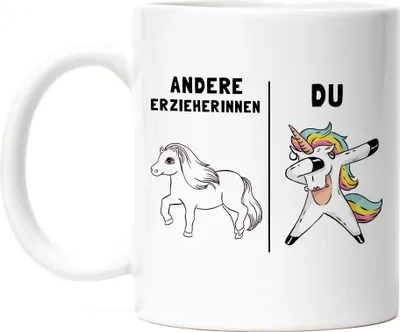 Produktbild von Erzieherin Tasse Kindergarten Abschied Einhorn Lustig Dankeschön & Abschiedsgeschenk Kindergarten Kita
