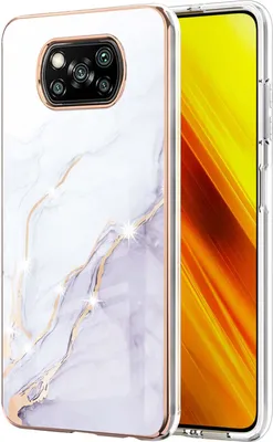 Produktbild von Xiaomi Poco X3 Hülle, Ultra Dünn Marmor Handyhülle Anti-Shock Soft TPU Bumper Schutzhülle für Xiaomi Poco X3 NFC / X3 Pro Weiß