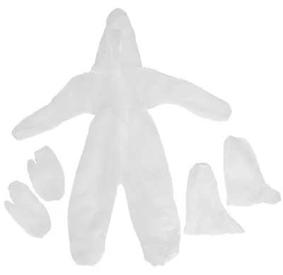 Kinder-Wegwerp-Overall, weiß, mit Handschuhen & Schuhüberzügen