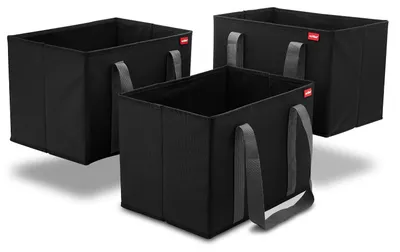 Produktbild von 3er Set Einkaufskorb – Faltbare Einkaufskörbe mit 3x 25L Volumen – Platzsparende Aufbewahrungsboxen – Lange Henkel für bequemen Transport