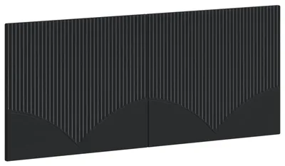 Image de Tête de lit fixée au mur, modèle HOORN, en bois noir