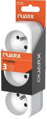 Obrázek produktu pro Trojitá zásuvka QUARX, 3 zásuvky 16 A, 3680 W 230 V, kompaktní, v souladu s NF