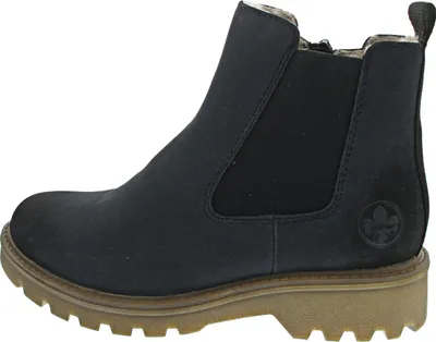 Produktbild von Rieker Damen Chelsea Boot warm gefüttert Stiefelette Stretch Blockabsatz 73250, Größe:42 EU, Farbe:Blau