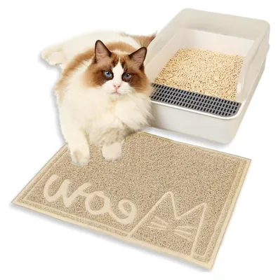 Produktbild von Katzenstreu Matte, 40 x 30 cm, wasserdicht, rutschfest, für Katzentoilette (Beige)