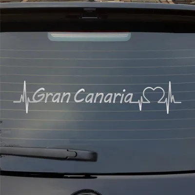 Produktbild von Heckscheibenaufkleber Gran Canaria Puls Herzschlag Auto- mit Insel Motiv 55x11 cm Silber Auto Aufkleber Sticker