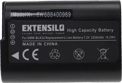 Produktbild von EXTENSILO Akku kompatibel mit Panasonic Lumix DC-S5K, DC-S5 IIX Kamera (2250 mAh, 7,2 V, Li-Ion)