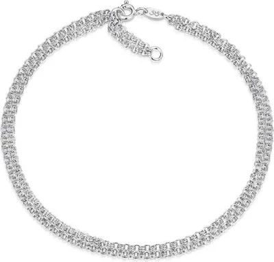 Produktbild von SILBERKETTEN STORE 2,4mm Fußkette DOPPELERBSE, 2-reihig - 925 Silber; Länge wählbar - 25cm