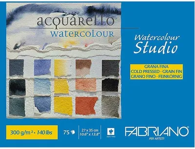 Productafbeelding van Fabriano Honsell 75302735 - Fabriano Watercolour aquarelkarton jumboblock kopgelijmd, 300 g/m², 27 x 35 cm, 75 vellen, natuurwit, fijnkoren, zuurvrij