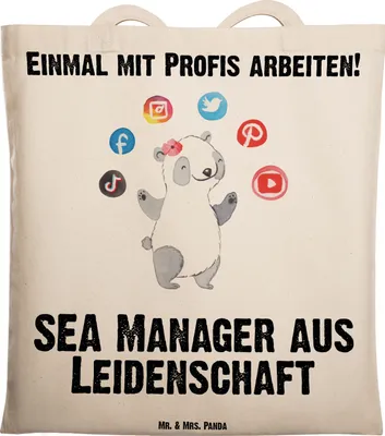 Produktbild von Mr. & Mrs. Panda Shopping Tasche SEA Manager Leidenschaft - Transparent - Geschenk, Stoffbeutel, Laptoptasche, Suchmaschinenmarketing, Suchmaschinenwerbung, Tote Bag