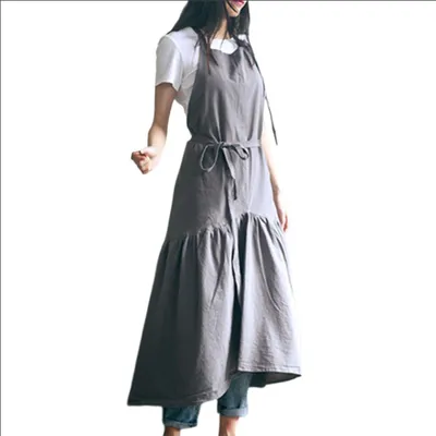 Produktbild von Baumwoll- und Leinen-Schürze für Damen, im japanischen Stil