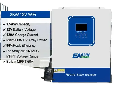 Immagine prodotto di Inverter solare ibrido, rendimento di picco del 96%, protezione da sovraccarico, 2 kW - Wi-Fi