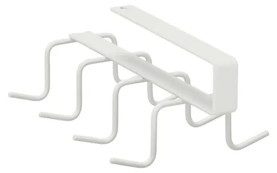 Produktbild von 10 x Haken-Schrankeinsatz, Metall, ohne Bohren, Hakenleiste für Kleiderschrank und Regal, HBT 6,5x10x18 cm, weiß