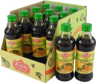 Produktbild von Reines Kürbiskernöl von Kunella Feinkost - 12er Pack (12 Flaschen à 250 ml)