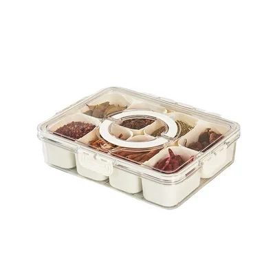 Produktbild von Snackle Box mit Deckel und Griff Snack Containers Organizer für Lebensmittel Pfannen Charcuterie Sandwich Station Veggi Obst Gemüse Süßigkeiten