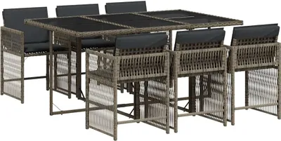 Productafbeelding van vidaXL 7-delige tuinset met kussens, grijs, polyrotan