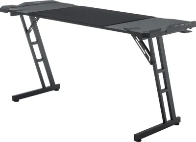 Produktbild von TRMLBE Gaming Tisch 140x60cm Gamingtisch Schwarz Schreibtisch Kohlefaserplatte Gamer Computertisch Ergonomischer PC Tisch mit Kabelloch & LED