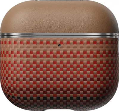 Image de PITAKA Coque pour AirPods Pro – Conception bi-matériau cuir et fibre d'aramide – Aimants N52 pour recharge magnétique – Protection durable avec cadre électroplated et intérieur anti-rayures - Orange