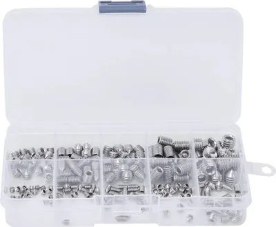 Produktbild von Madenschrauben Sortiment Set，250 Stück Kegelspitz Madenschrauben Set，für Türgriffe, Wasserhahn - M3/M4/M5/M6/M8