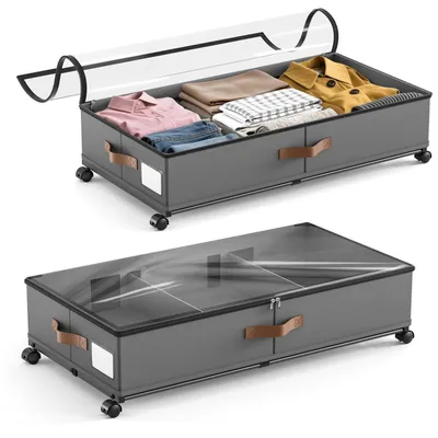 Immagine prodotto di Solidchoice - Set di 2 contenitori portaoggetti con ruote, ideali per essere riposti sotto il letto