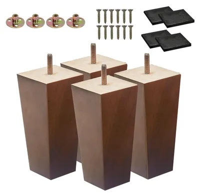 Produktbild von Set aus 4 Ersatzmöbelbeinen aus Massivholz, 12 cm