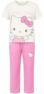 Produktbild von Hello Kitty Damen Pyjama Schlafanzug Hose Shirt S-XL 100% Baumwolle - Bunt, XL
