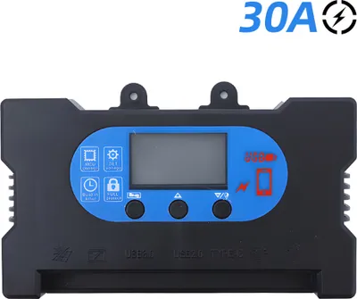 Produktbild von 30A Solarladeregler 12V/24V Solarpanel Intelligenter Regler mit zwei USB-/Typ-C-Anschluessen OLED-Display PWM Solarpanel-Laderegler