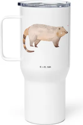 Produktbild von Mr. & Mrs. Panda Kaffee-Thermobecher Nasenbär - Weiß - Geschenk, thermosbecher, Bär, Mehrwegbecher, Teetasse, Kaffee-to-go-Becher, Thermobecher, Rüsselbär, Nasenbären