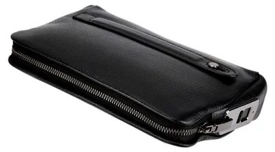 Produktbild von FL-V1 Herren-Geldbörse aus Leder mit Reißverschluss, Smart-Fingerabdruck-Sicherheit, Diebstahlsicherung, Handtasche, Schwarz, Familie