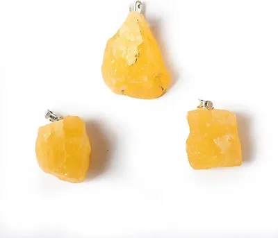 Zdjęcie produktu dla Wisiorek z żółtego kalcytu, szorstkiego kamienia szlachetnego - opakowanie 3 szt. - ± 3cm