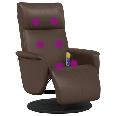 Image de Fauteuil inclinable de massage repose-pieds marron similicuir