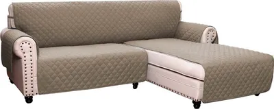 Produktbild von Chaiselongue Sofabezug, Sofa rutschfester Bezug, L- förmige Sofaabdeckungen, Ecksofa- Slipcover gesteppte Couch, Taupe