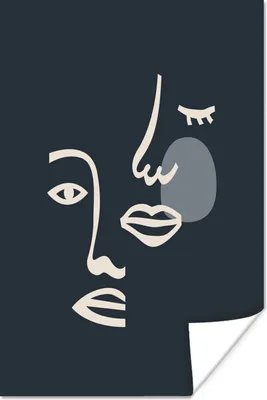 Produktbild von MuchoWow® Poster Pastell - Illustration - Gesicht 60x90 cm - Wanddekoration