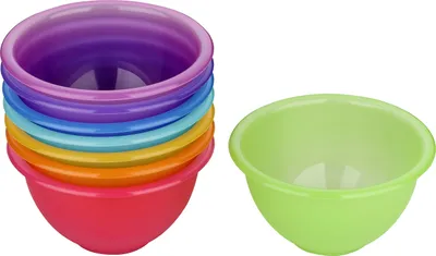 Productafbeelding van Set van 8 Plastic Snack- en Saladeschalen - Multikleur