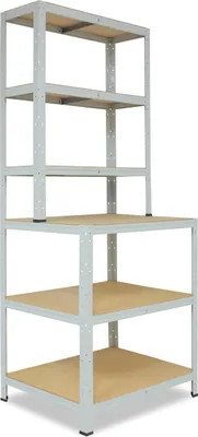 Immagine prodotto di shelfplaza OFFICE 190x80x60 cm scaffale da officina in grigio chiaro con 6 ripiani e 145 kg di portata per ripiano