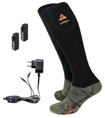 Produktbild von Alpenheat Beheizte Wollsocken "Fire-Socks", Größe S, Schuhgröße 36–38, 3 Heizstufen, 5–10h Heizdauer, mit Akku, schwarz, 1 Stk.