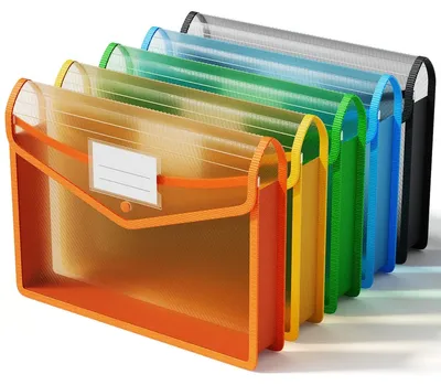Produktbild von Transparente A4-Dokumentenmappe mit Druckknopfverschluss, Dokumentenorganizer für Schule, Büro, Zuhause und Reisen – 5 Stück
