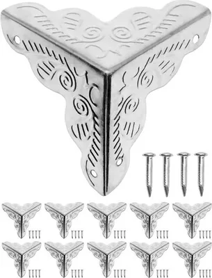 Produktbild von 'FUXXER® - 10x Antike Möbel-Ecken, Schutz-Ecken, Eck-Schützer, Kanten-Schutz, 25mm x 25mm, silber'