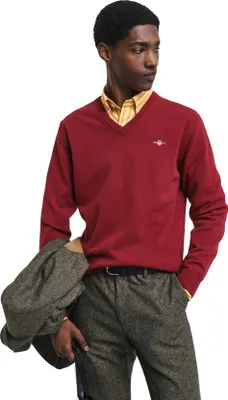 Image de Gant Pullover bordeaux tricoté col V Laine avec poignets